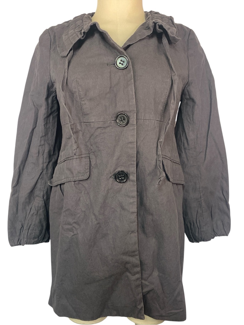 Loft Gray Lined Button-Front Coat Women’s Size SP